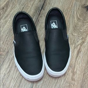 Leather vans slip ons